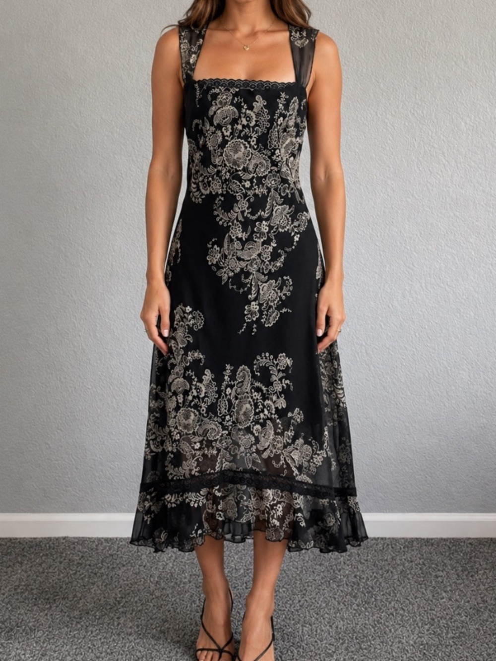 Flowy Dress with lace accents By Believe Size 14